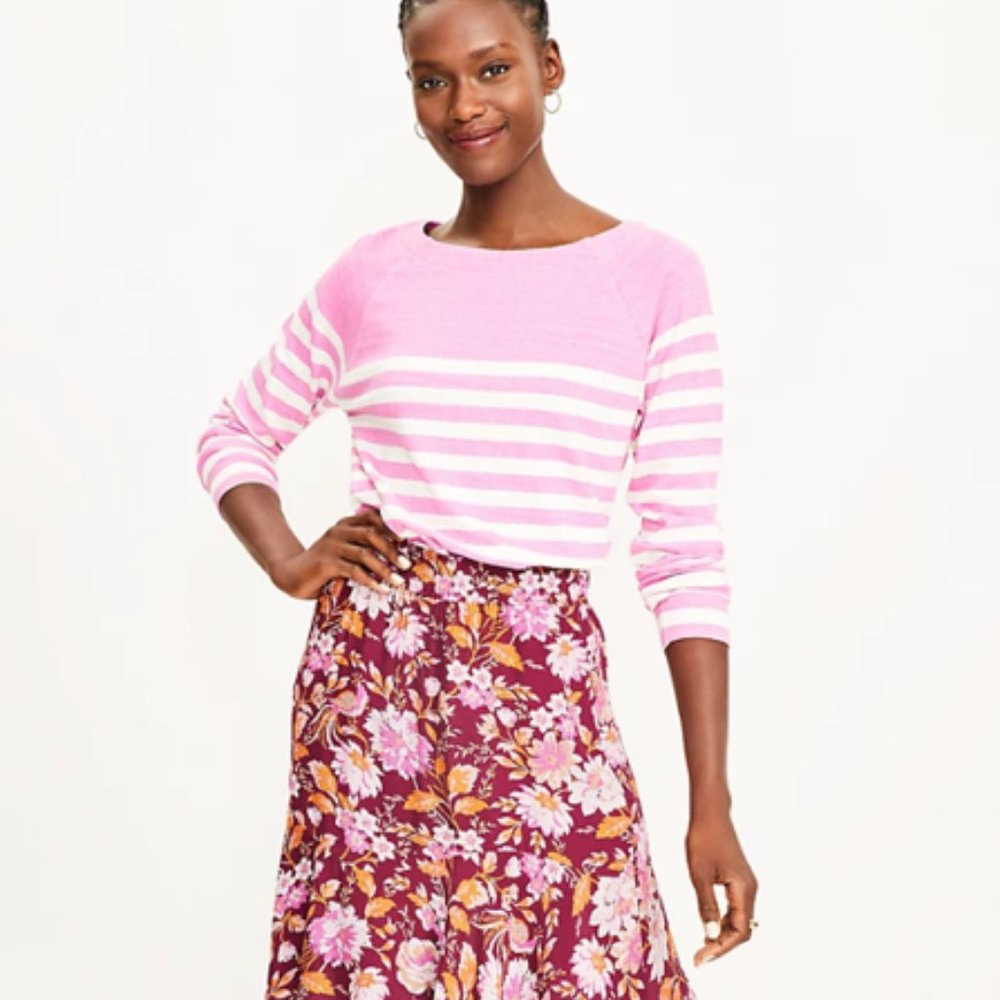 LOFT Striped Long Sleeve Tee, Size XL, NWT